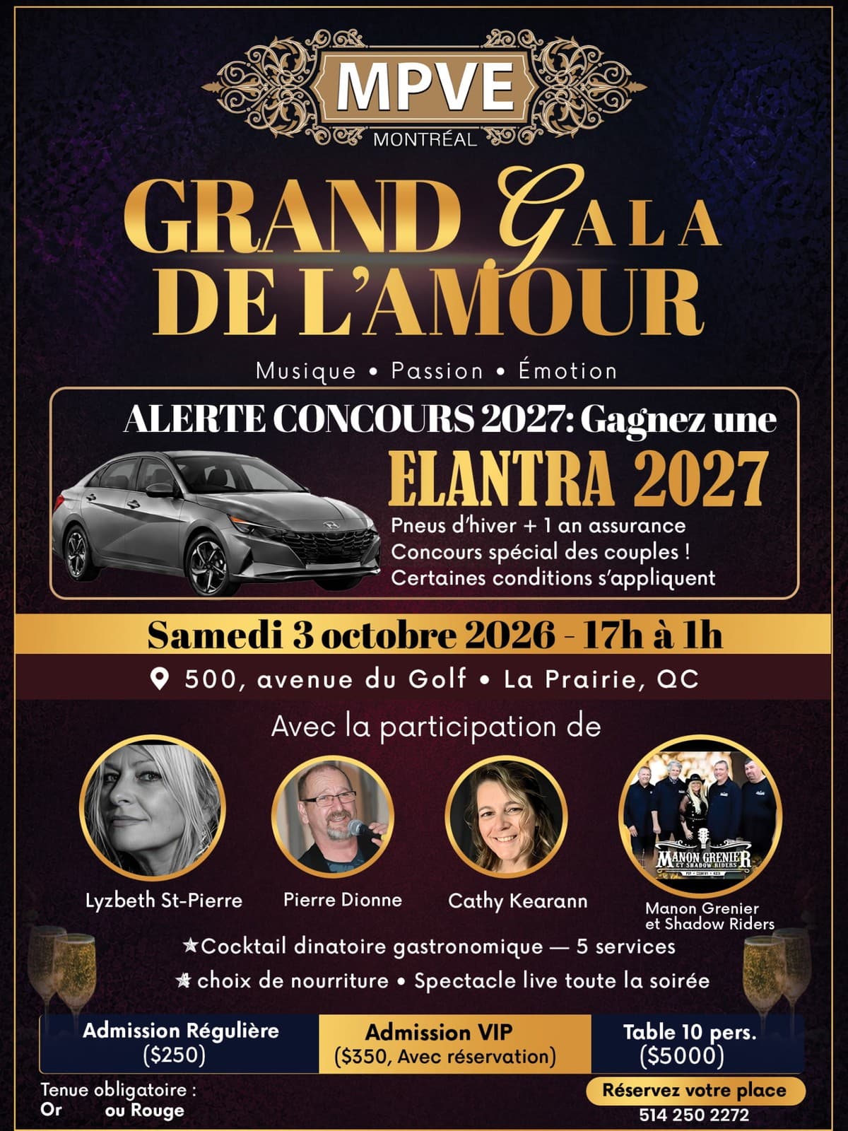 Affiche officielle du Grand Gala de l'Amour, samedi 3 octobre 2026